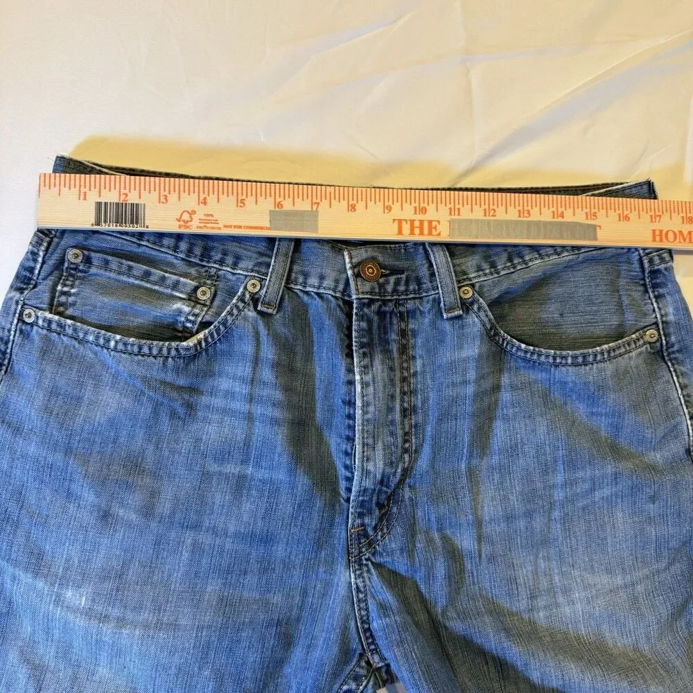 Levis 505 Jeans Mens 34X32 Blue distressed Straight Red‎ Tag 34 X 31